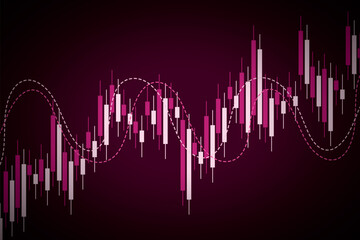 Forex and stock exchange chart vector illustration. Japanese candle stick graph of stock market trading. Finance and forex trade background