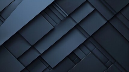 Fototapeta na wymiar Abstract blue-black background with modern design. Gradient colors. Minimalist, dark tone. Suitable for web banners. Features geometric shapes (lines, stripes, triangles) with a 3D effect, creating a 