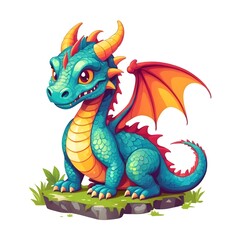 Fototapeta premium Majestic Dragon on a Stone 