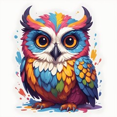 Obraz premium Whimsical Owl Illustration Bursting with Color