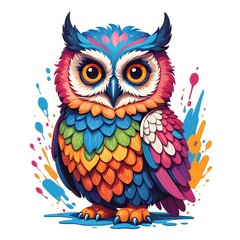 Playful Owl with Vivid Feathers
