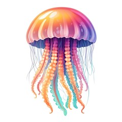 Colorful Jellyfish Isolated on White