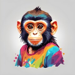 Charming Monkey with Rainbow Fur