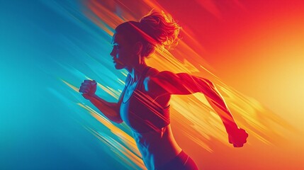 Fototapeta na wymiar An online fitness brand's logo set against a dynamic, glowing gradient