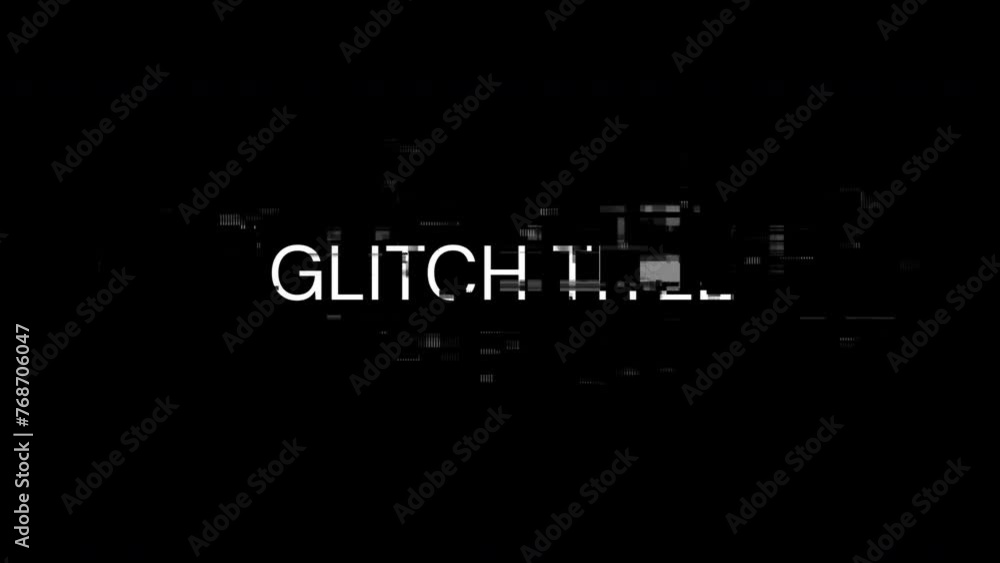 Poster glitch title text with screen effects of technological failures. spectacular screen glitch with vari