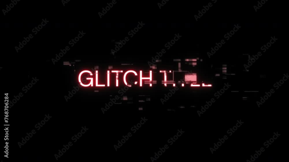 Poster glitch title text with screen effects of technological failures. spectacular screen glitch with vari