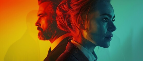 Fototapeta premium A TV show poster where the gradient background hints at the series' dramatic tension