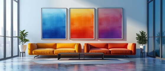 A series of abstract gradient prints for home decor, bringing a vibrant energy to interiors