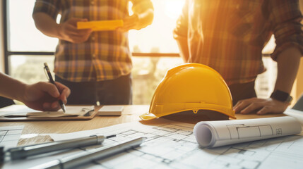 Business and architect concept. Architects are drawing new projects.