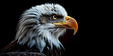 A stunning close-up portrait of a bald eagle one of nature's most majestic and powerful predators...