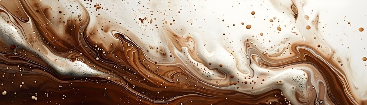a captivating watercolor composition featuring the rich swirling tones of mocha and chocolate