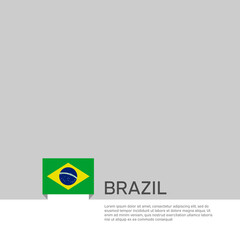 Brazil flag background. State patriotic brazilian banner, cover. Document template with brazil flag on white background. National poster. Business booklet. Vector illustration, simple design