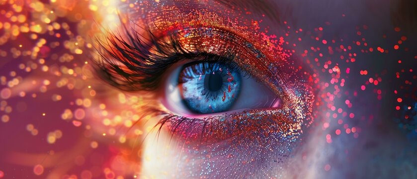 A beauty expo poster featuring a mesmerizing 3D rendered makeup explosion