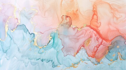 Alcohol ink for Painting Light Blue, Pink, and Gold