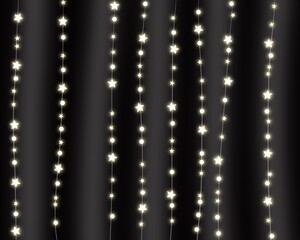 Fototapeta na wymiar decoration of christmas star string lights on a black blur background