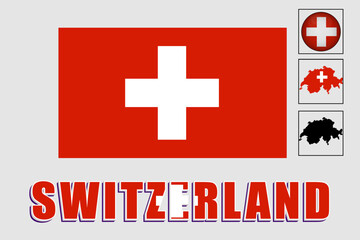 Switzerland flag and map in a vector graphic