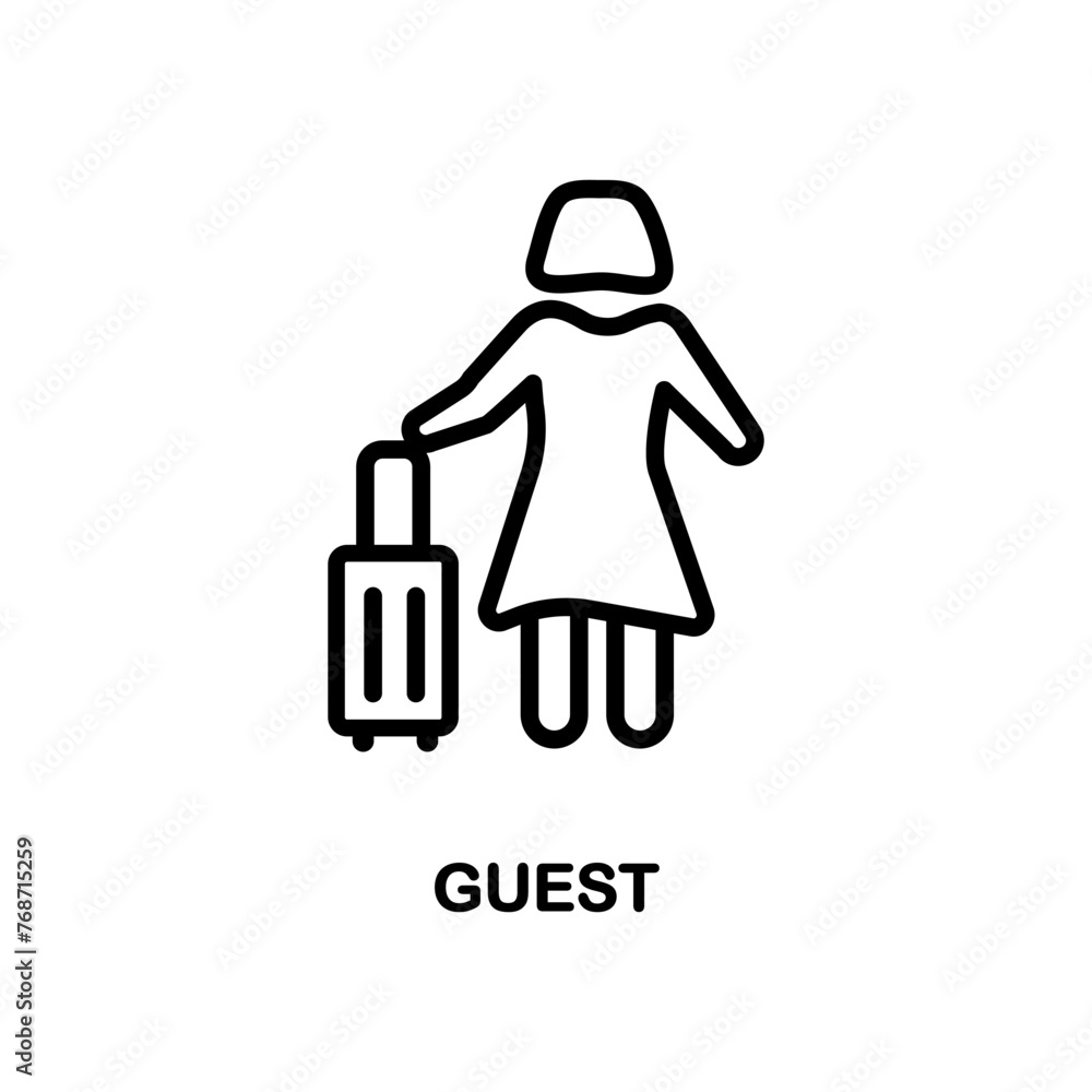 Poster guest outline vector icon. thin line black guest icon, flat vector simple element illustration from 