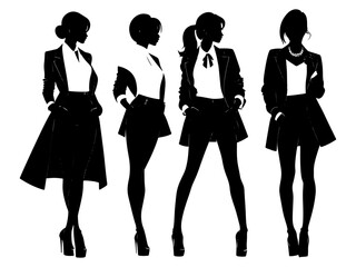 set of silhouette fashion girls vector

