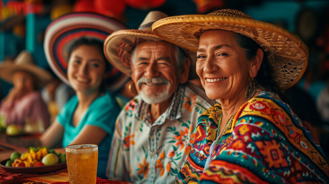 Multi-generational family enjoying a vibrant Cinco de Mayo celebration together