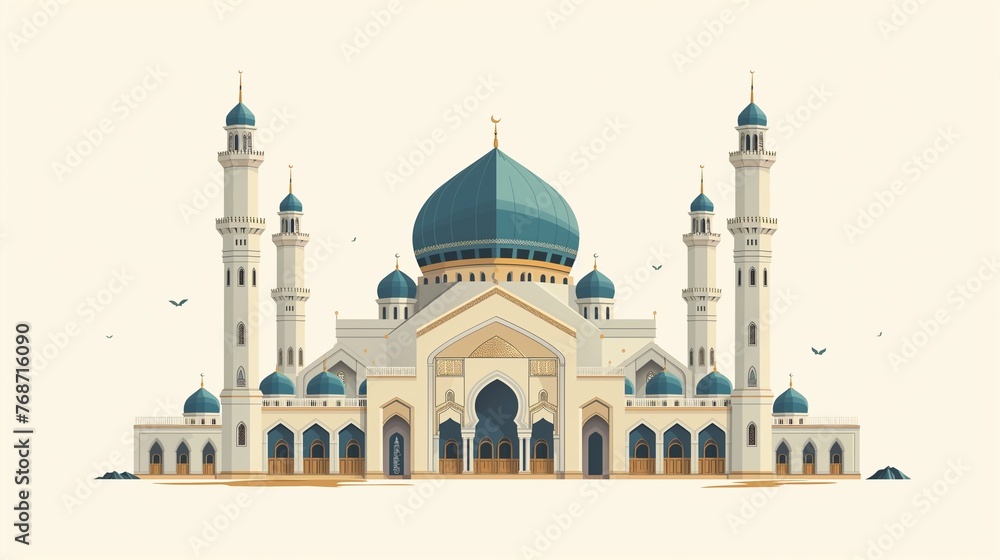 Wall mural Ramadan kareem eid islamic mosque background illustration.