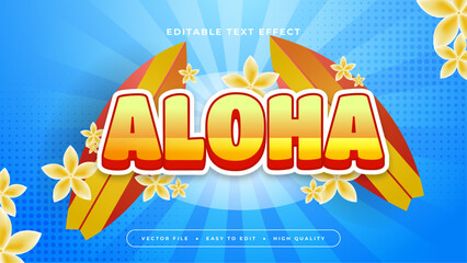 Blue orange and yellow aloha 3d editable text effect - font style - obrazy, fototapety, plakaty