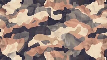 camouflaged patterns against a neutral background, illustrating the versatility and effectiveness of camouflage in blending with various environments. SEAMLESS PATTERN - obrazy, fototapety, plakaty