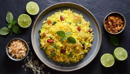 Indian food - Poha served in a plate.
