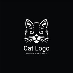 Black and white cat face with intricate design