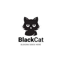 Simple and charming black cat logo design