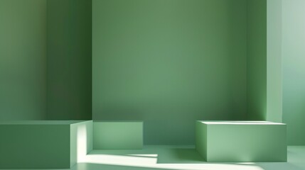 green minimal room 3d rendering, ai generative