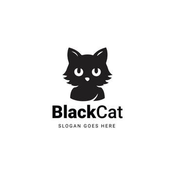 Simple and charming black cat logo design