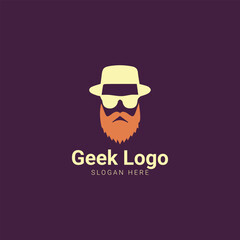 Bearded Geek with Hat and Glasses