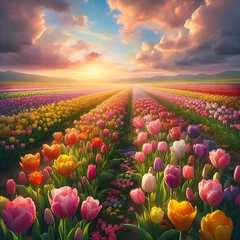 Foto auf Acrylglas field of tulips © Teemah