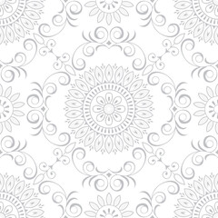 Seamless grey floral wallpaper pattern design