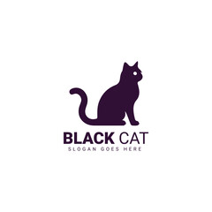 Sophisticated purple black cat logo design