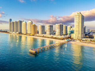 Aerial of the Coast Line, Beach.Sunny Isles Beach, .North Miami, Florida,USA