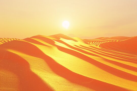 a sand dunes with the sun in the background