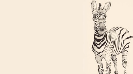 A monochrome illustration of a zebra beside a white background, with a grayscale depiction of the same animal on its adjacent side