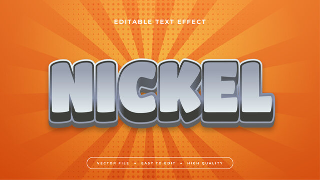 Orange and gray grey nickel 3d editable text effect - font style