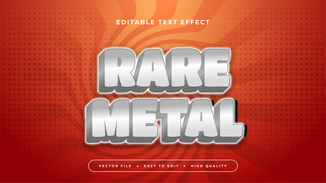 Orange red and gray grey rare metal 3d editable text effect - font style