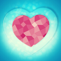 Graphic, pixel and hearts for symbol of love for support, emotional connection and pink artwork....