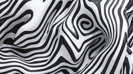 Naklejka premium Abstract hypnotic pattern with black-white striped lines. Psychedelic background. Op art, optical illusion. Modern design, graphic texture.
