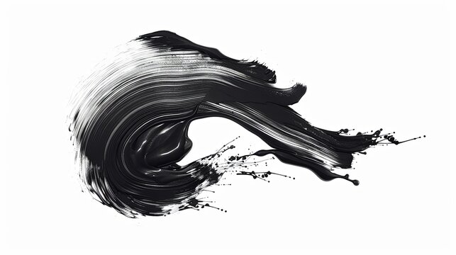 Abstract black ink splash in the style of traditional Chinese painting isolated on a white background