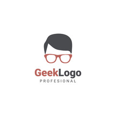 Minimal geek logo design with glasses