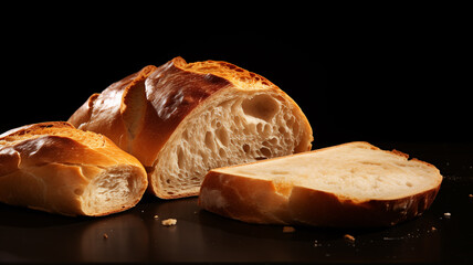 Illustrative figure of a delicious bread isolated on a black background.