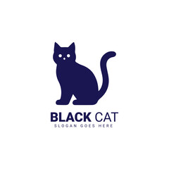 Elegant full-body black cat silhouette