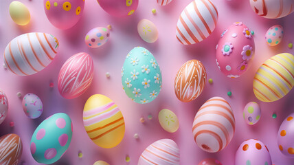 Fototapeta na wymiar Colorful Background of Easter Eggs Collection Easter Celebration Generative AI