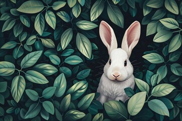 a rabbit in a bush - obrazy, fototapety, plakaty
