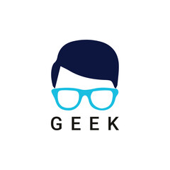 Blue glasses on silhouette for geek brand