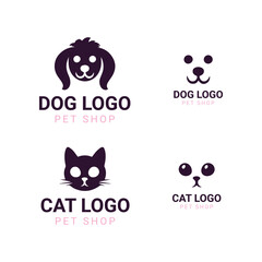 Set of dog and cat pet shop logos